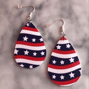 American Flag Leather Earrings